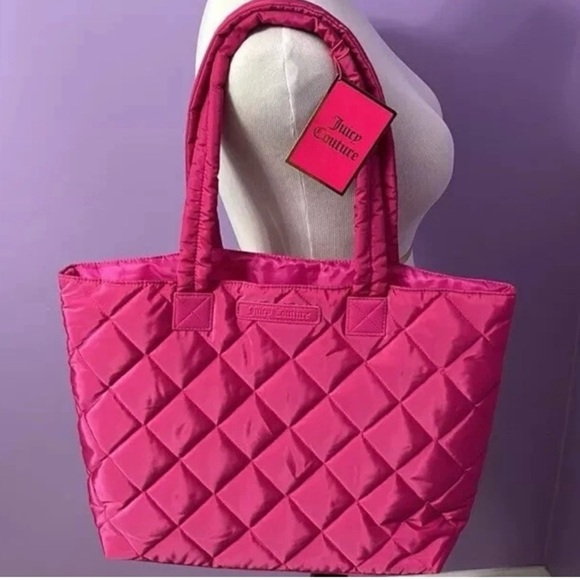 Juicy Couture Fuchsia (Hot-Pink) Puffy Tote/Travel Bag NWT - Picture 2 of 5